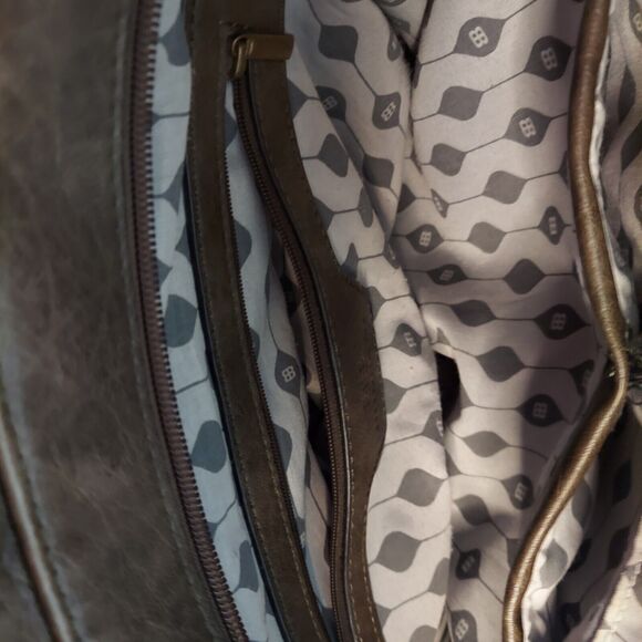 Borsani Moss Green Large Tote Handbag Crossbody Rivets Defects - Picture 8 of 12